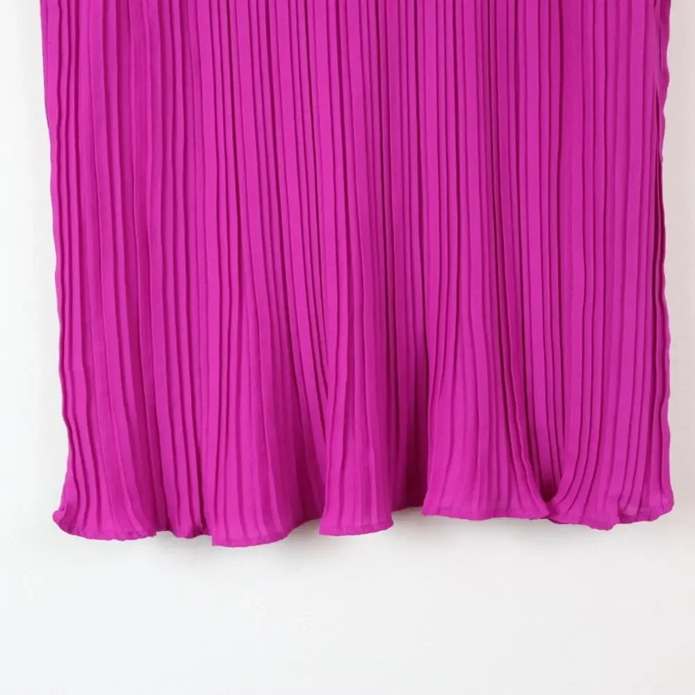 Adrianna Papell Size XS Sleeveless Pleated Blouse Keyhole Fuchsia Pink - Picture 5 of 9